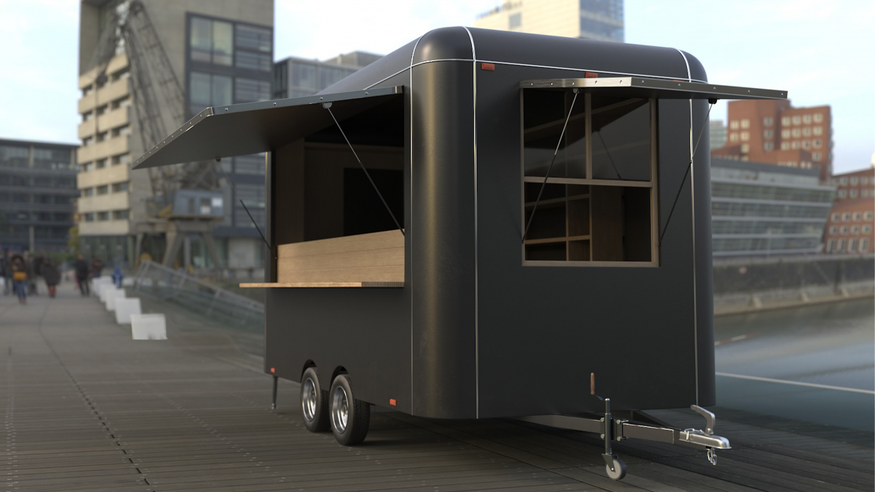 Food Trailer Black Empty 3D model