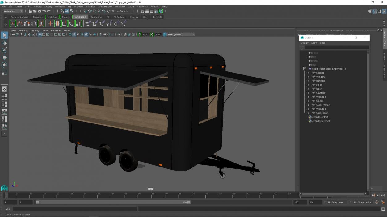 Food Trailer Black Empty 3D model