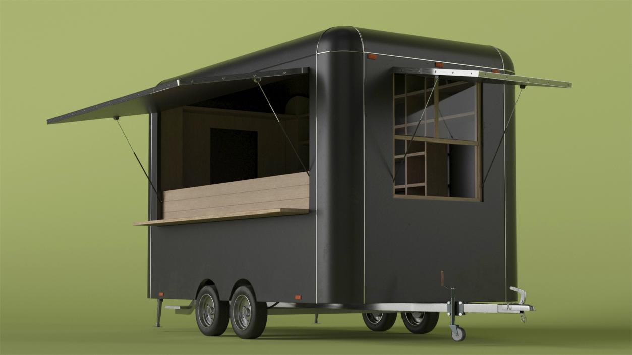 Food Trailer Black Empty 3D model