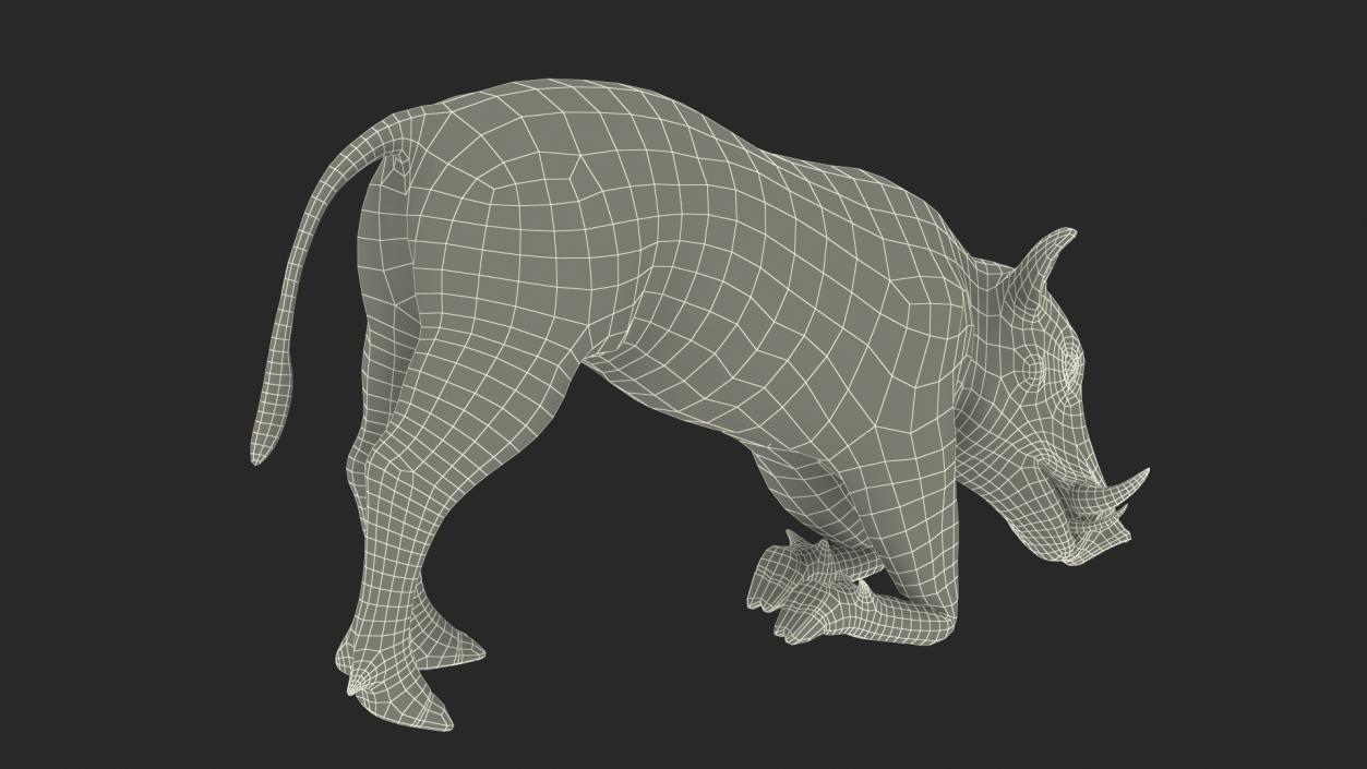 Phacochoerus Africanus Sundevallii Kneeling Pose Fur 3D