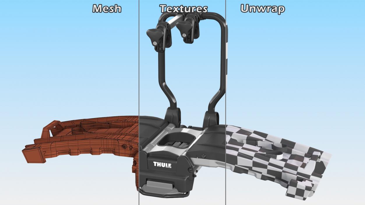 3D Thule EasyFold XT2 Bike Racks Rigged