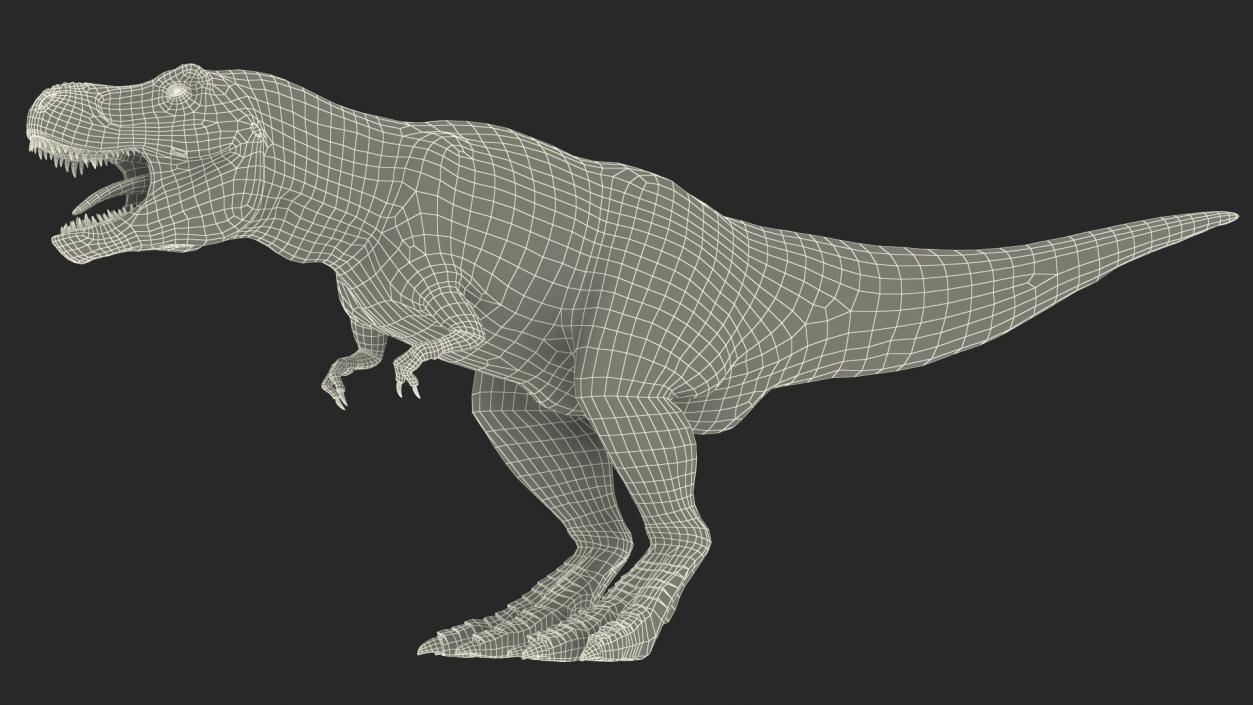 3D model Tyrannosaurus Rex Skeleton Fossil with Skin Rigged