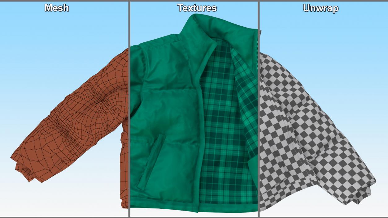 Green Mens Down Jacket Laying 3D model