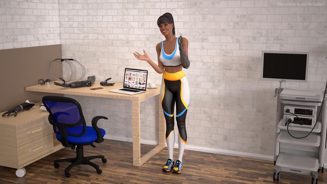 3D model Woman Wearing Modular Prosthetic Limb Talking Pose