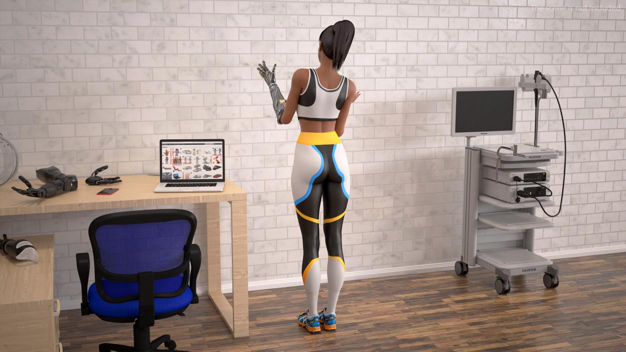 3D model Woman Wearing Modular Prosthetic Limb Talking Pose