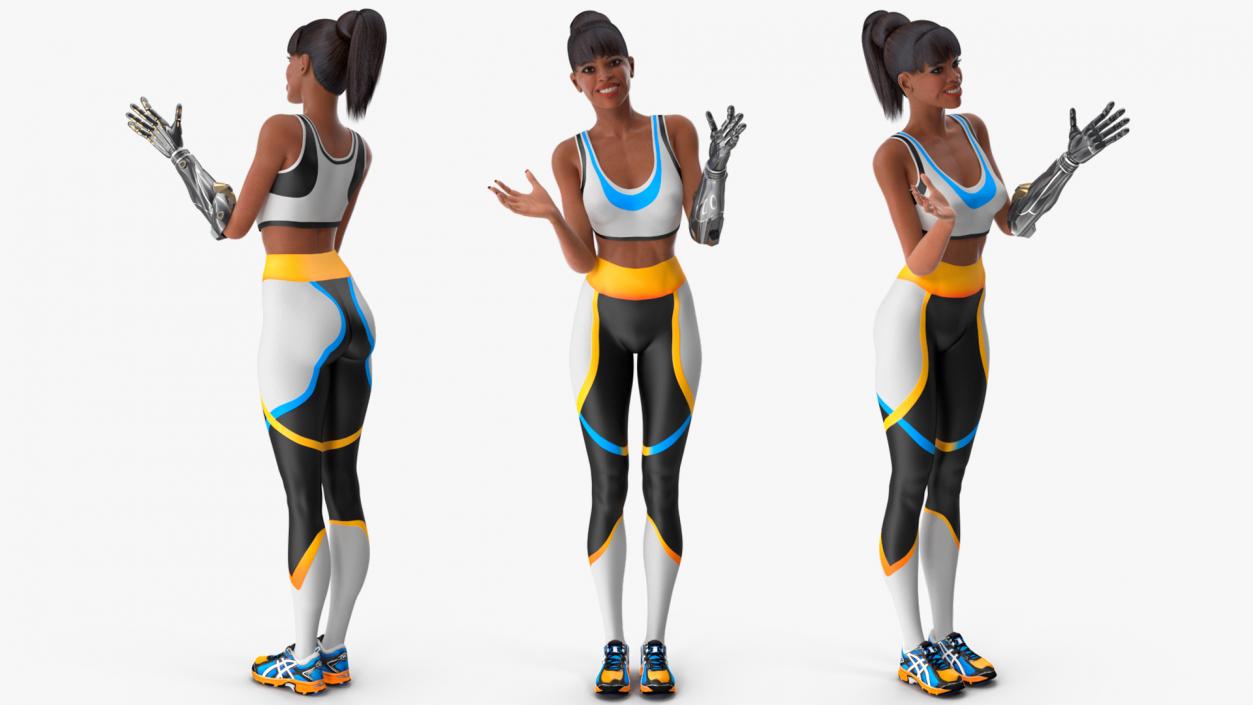 3D model Woman Wearing Modular Prosthetic Limb Talking Pose