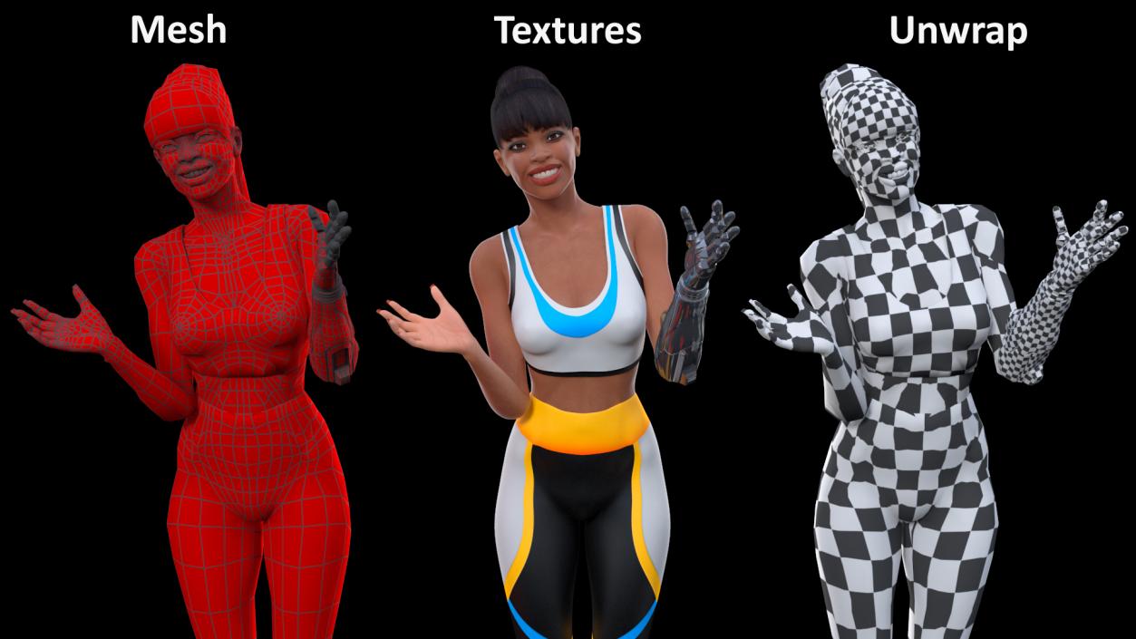 3D model Woman Wearing Modular Prosthetic Limb Talking Pose