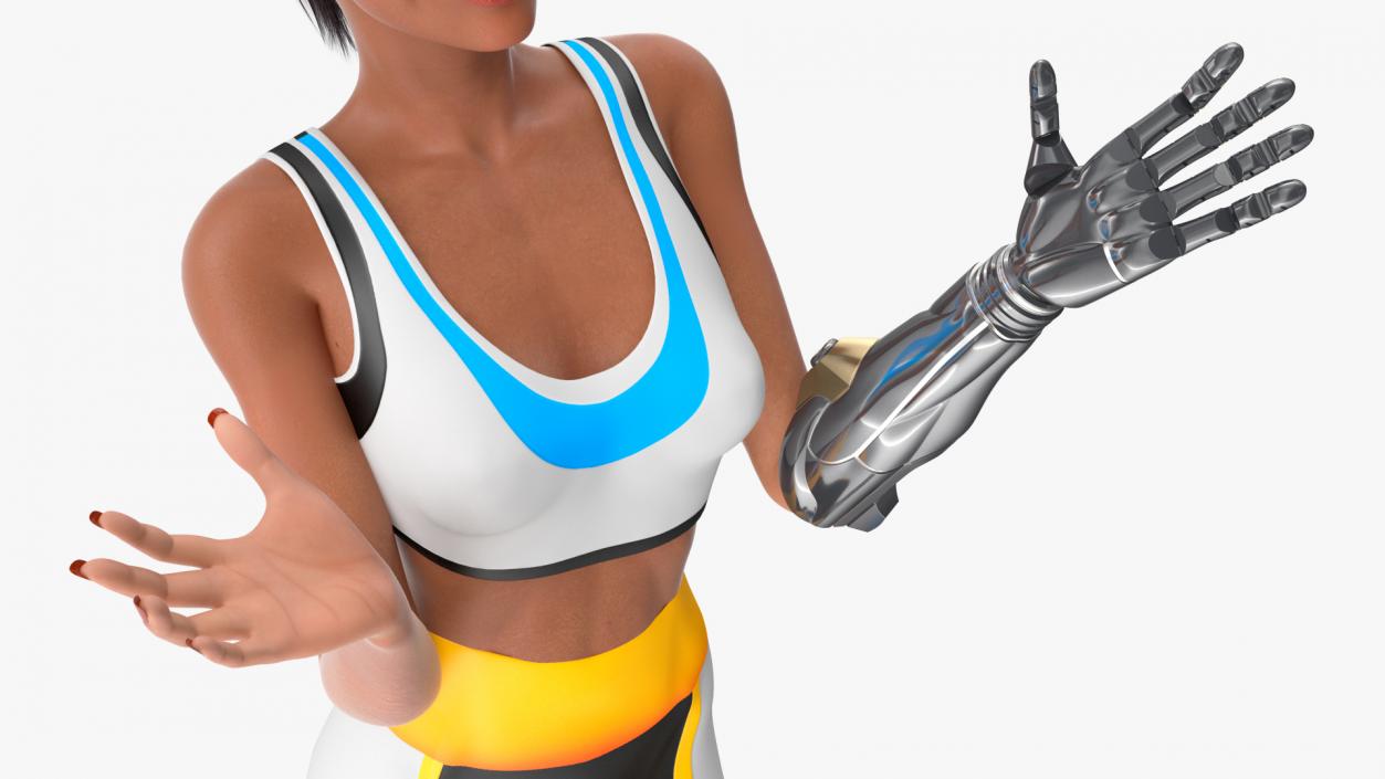 3D model Woman Wearing Modular Prosthetic Limb Talking Pose