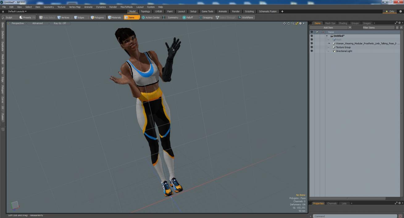 3D model Woman Wearing Modular Prosthetic Limb Talking Pose