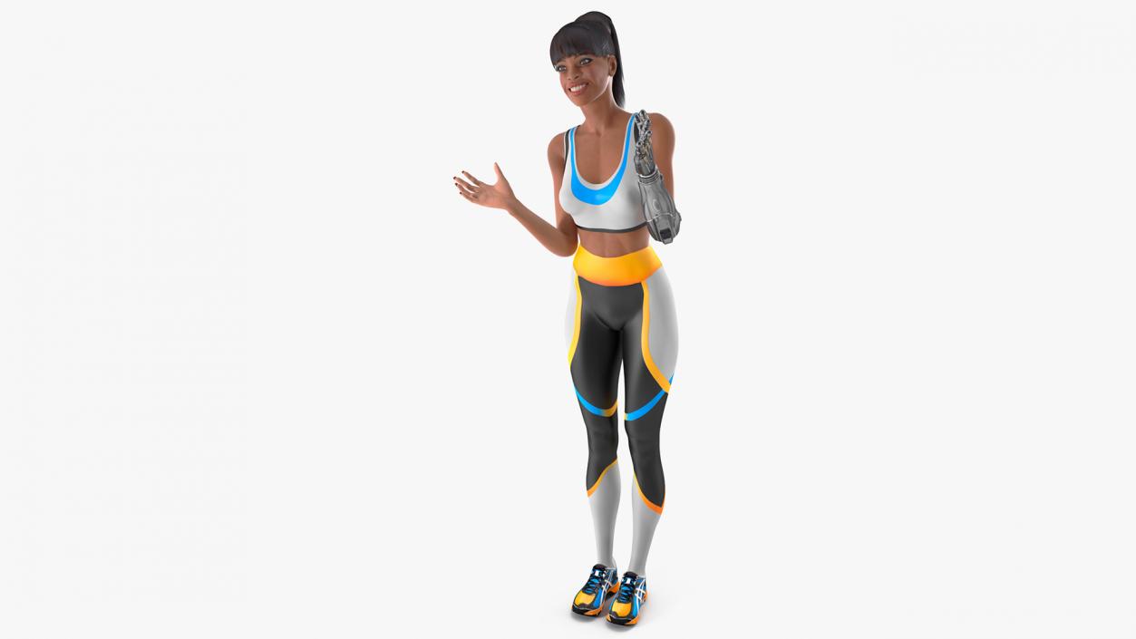 3D model Woman Wearing Modular Prosthetic Limb Talking Pose