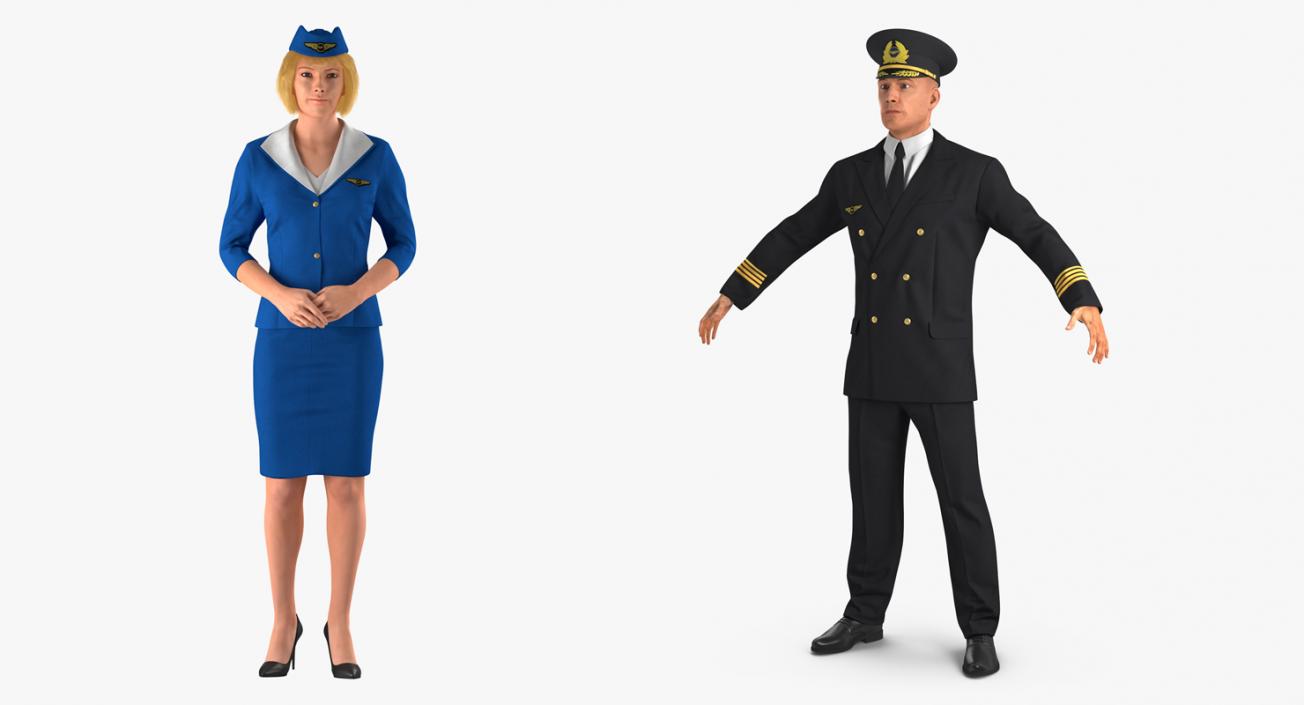 Airline Pilot and Stewardess Collection 3D model