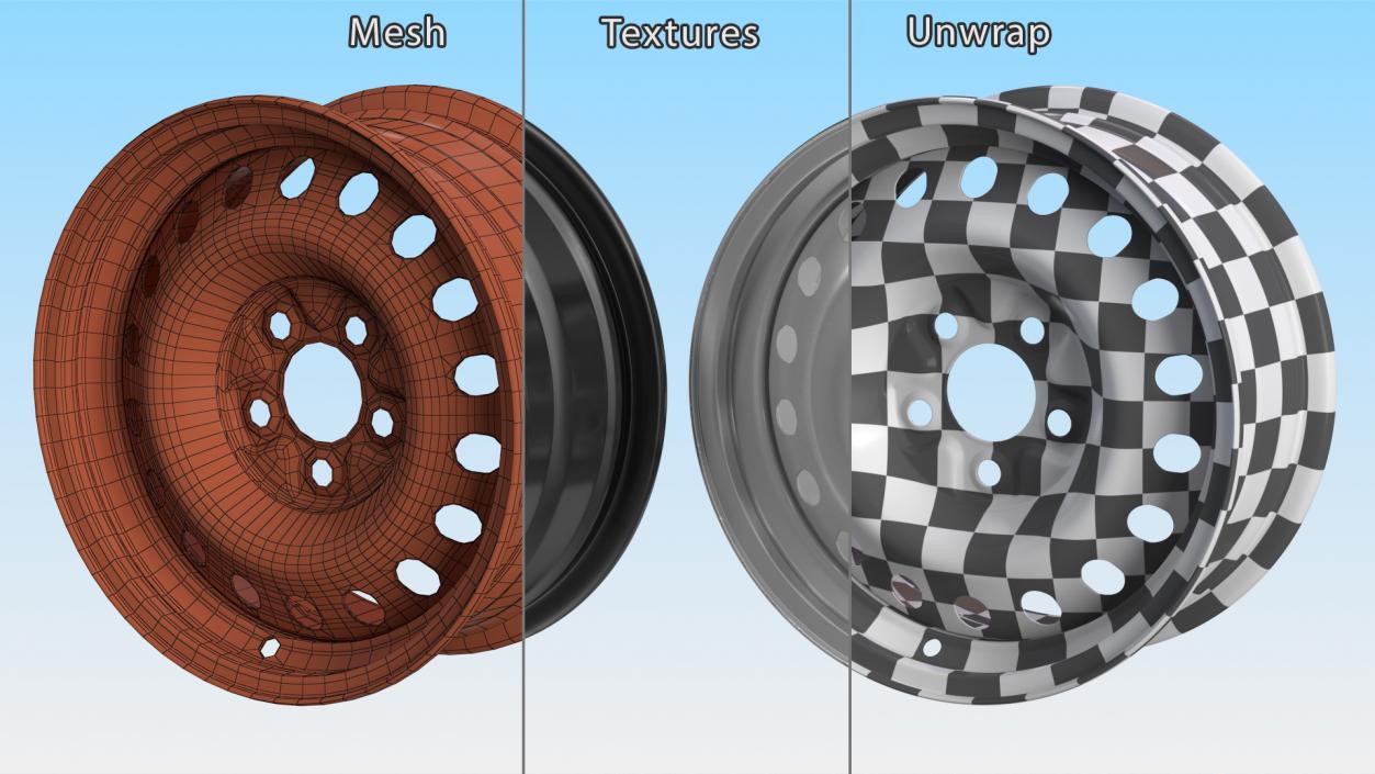 Steel Car Rim Metallic 3D