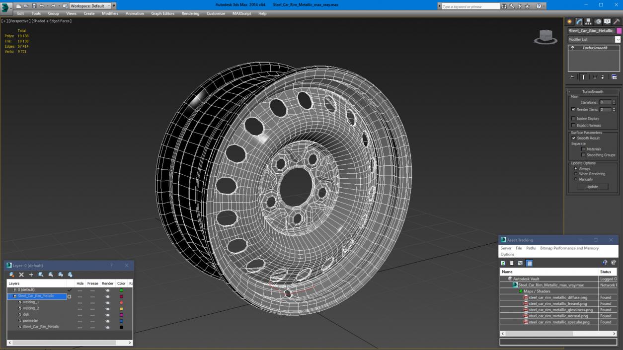 Steel Car Rim Metallic 3D