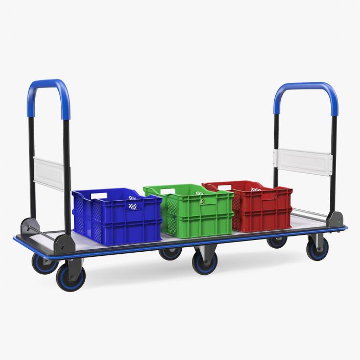 3D Market Service Cart with Crates