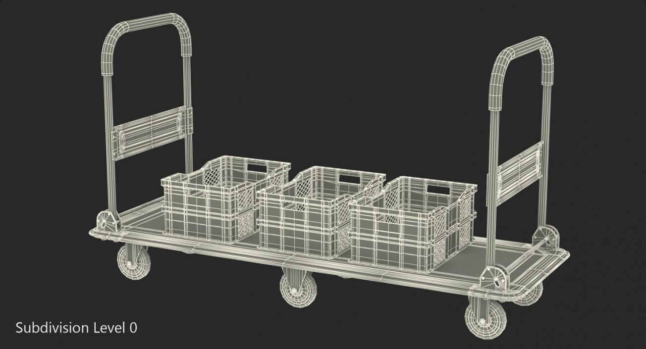 3D Market Service Cart with Crates