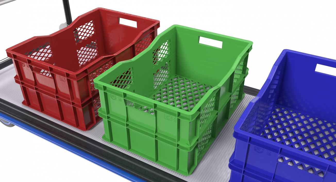 3D Market Service Cart with Crates