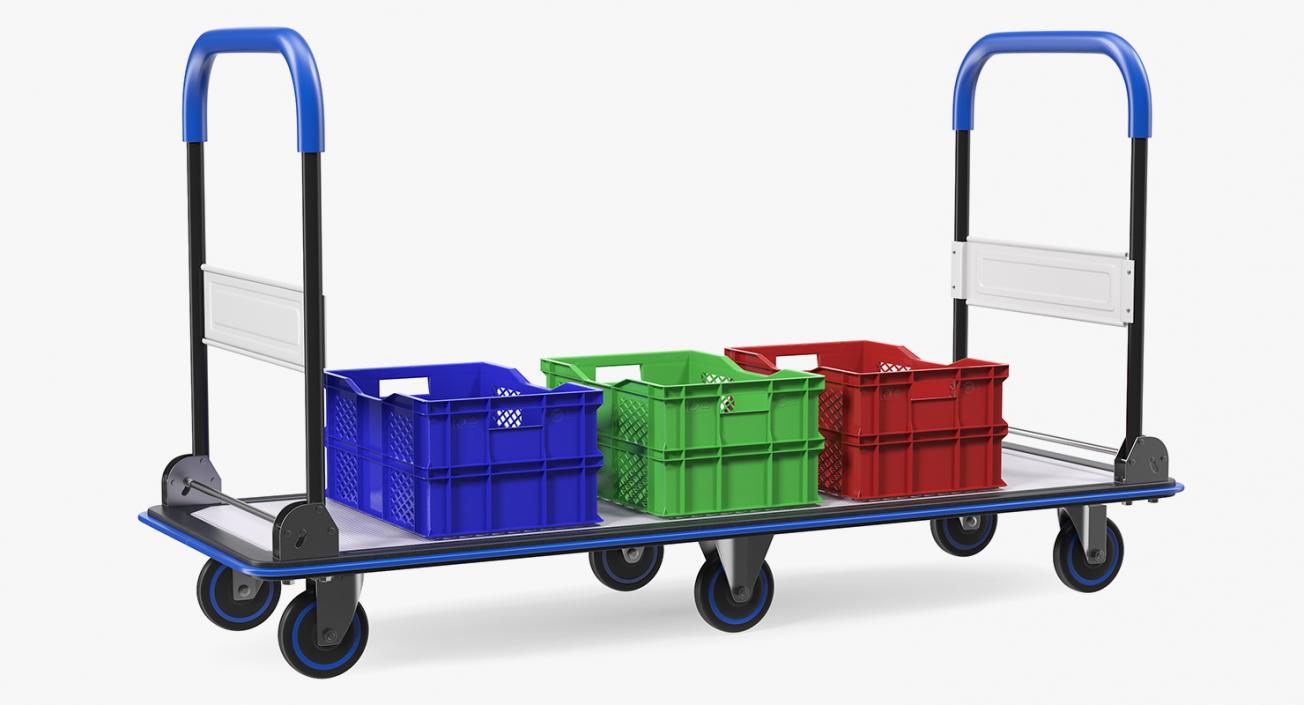 3D Market Service Cart with Crates