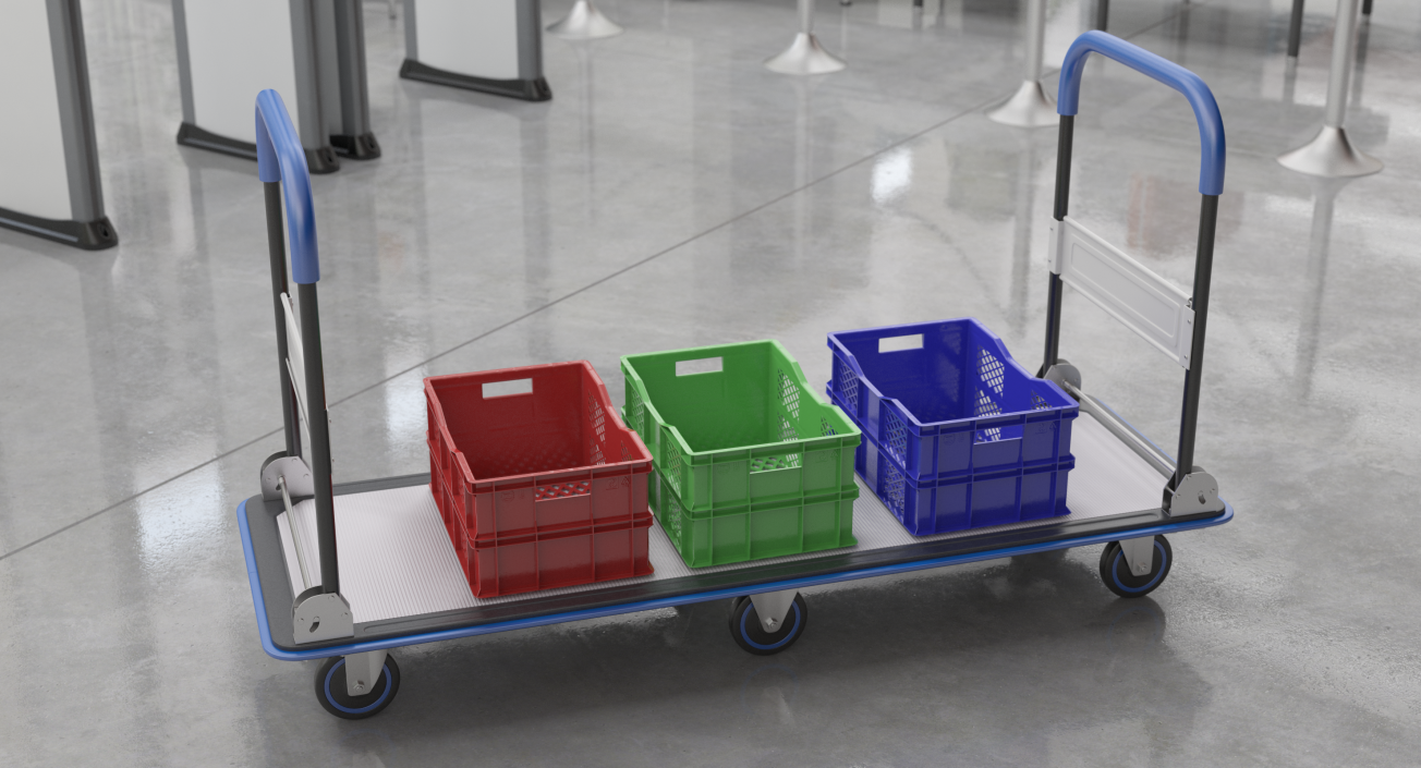 3D Market Service Cart with Crates