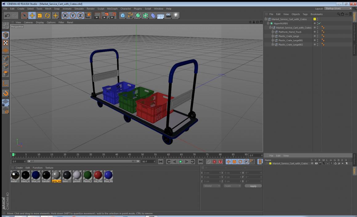 3D Market Service Cart with Crates