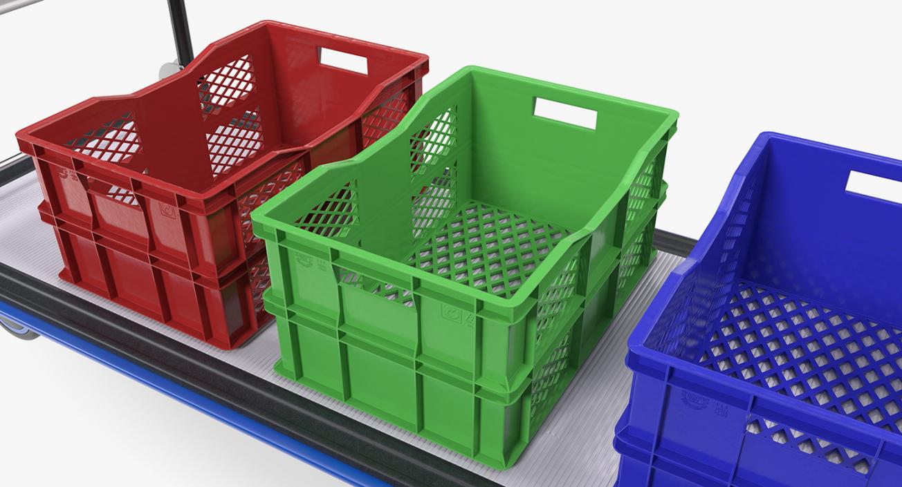 3D Market Service Cart with Crates