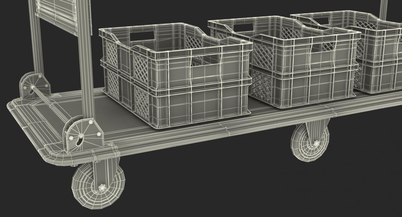 3D Market Service Cart with Crates