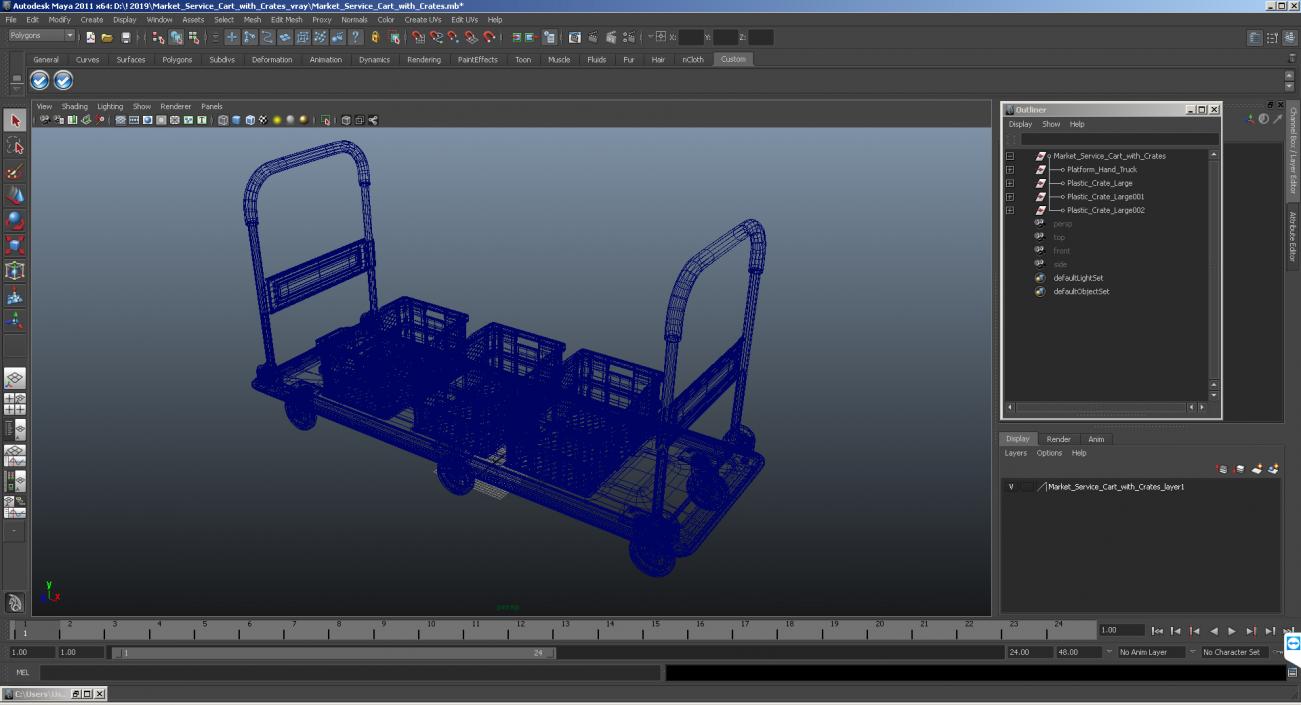 3D Market Service Cart with Crates