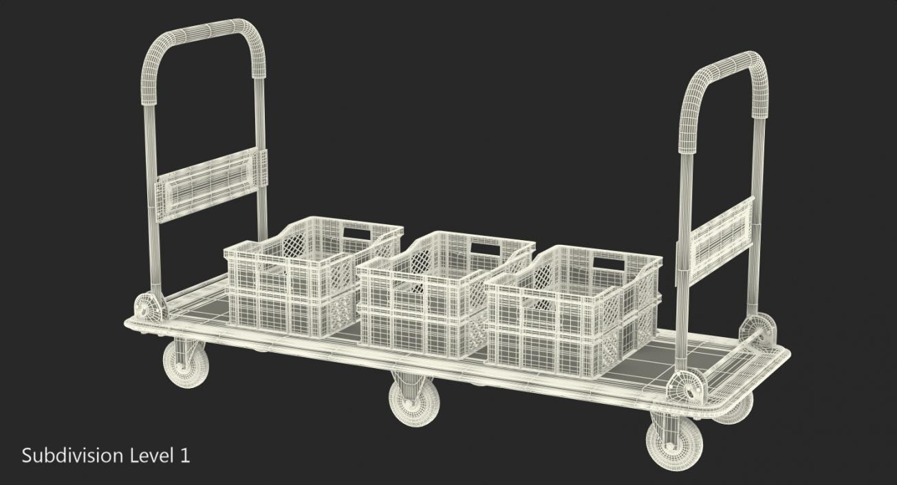 3D Market Service Cart with Crates