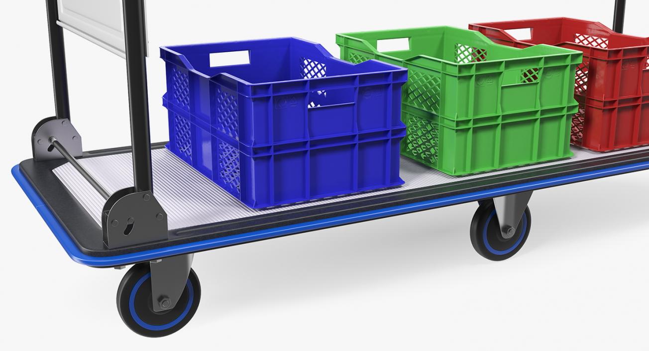 3D Market Service Cart with Crates