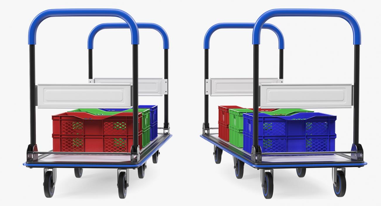 3D Market Service Cart with Crates