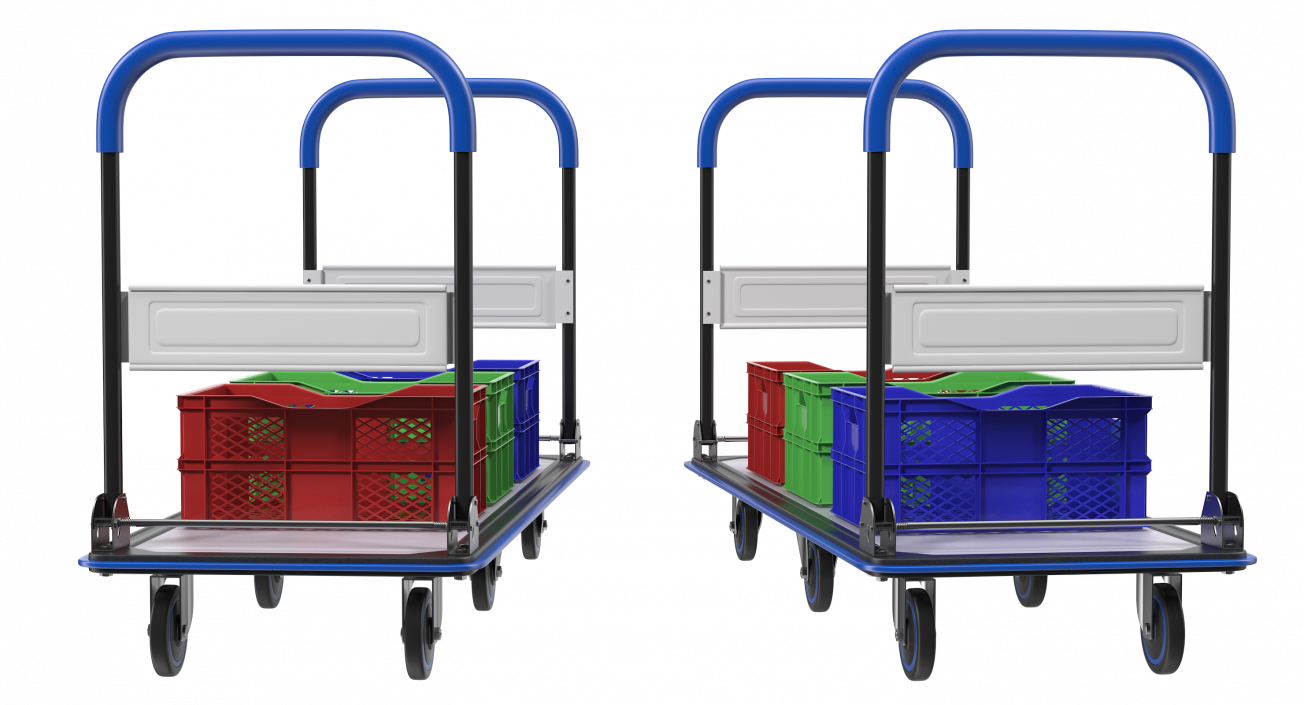 3D Market Service Cart with Crates