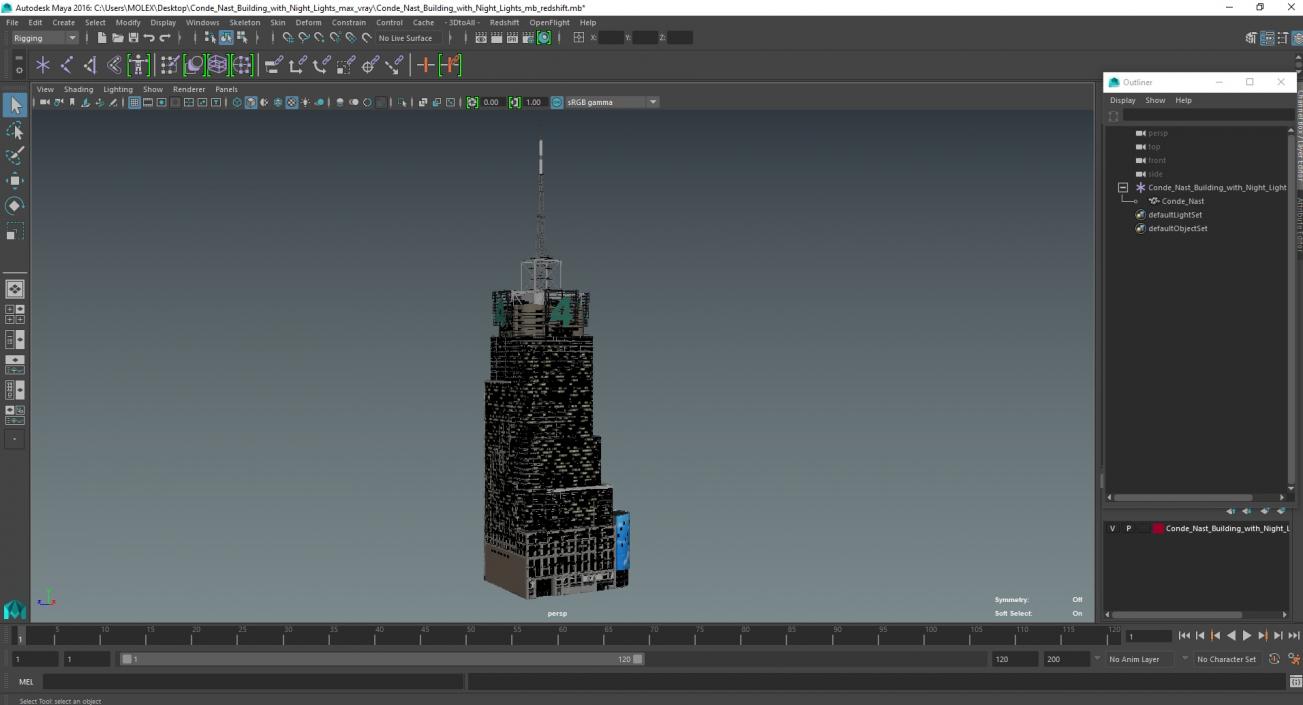 Conde Nast Building with Night Lights 3D