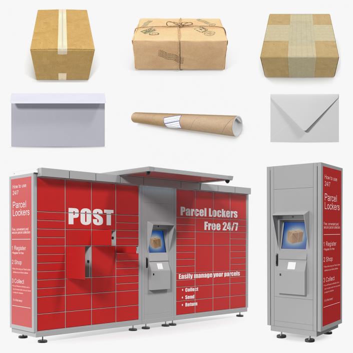 3D model Mail Packages with Postomat Collection 2