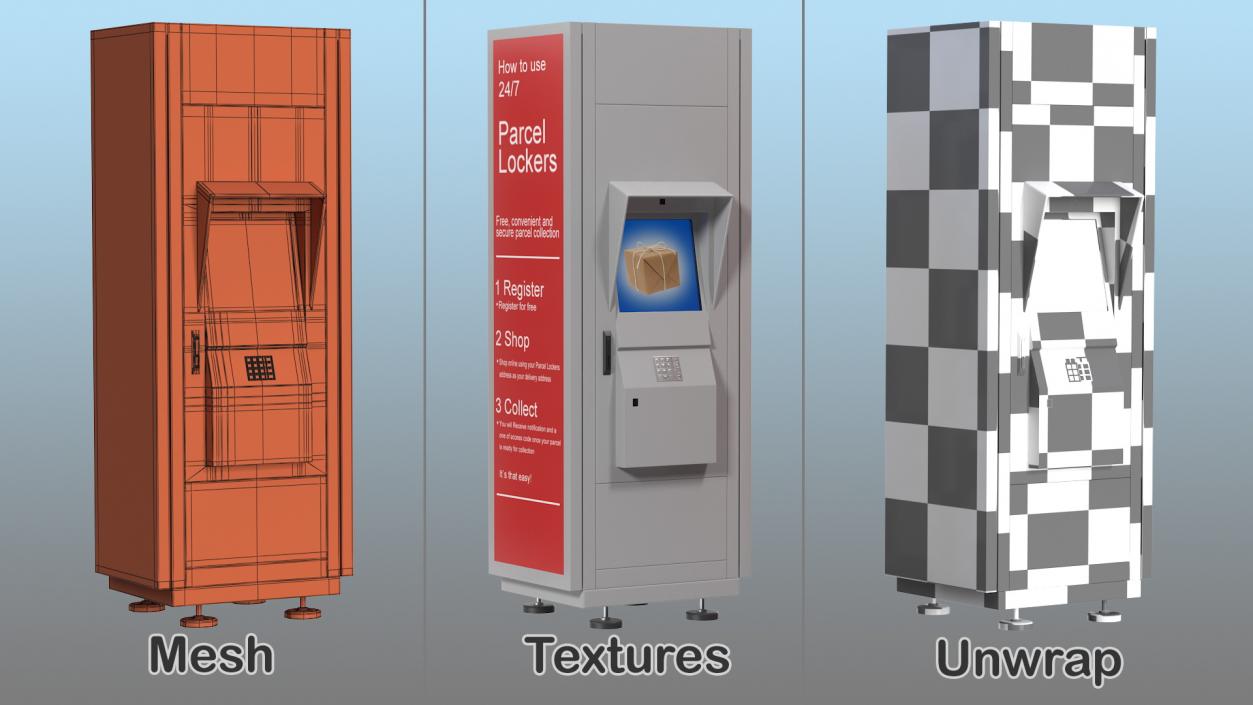 3D model Mail Packages with Postomat Collection 2