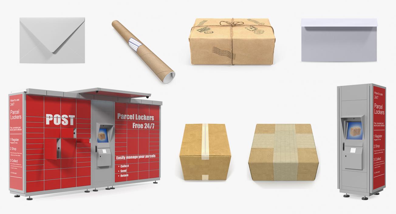 3D model Mail Packages with Postomat Collection 2