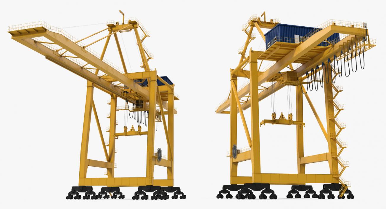 3D Quayside Container Crane Rigged