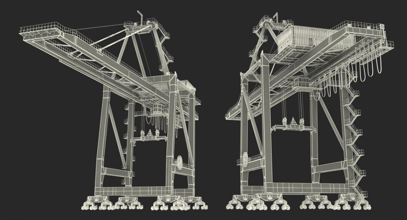 3D Quayside Container Crane Rigged