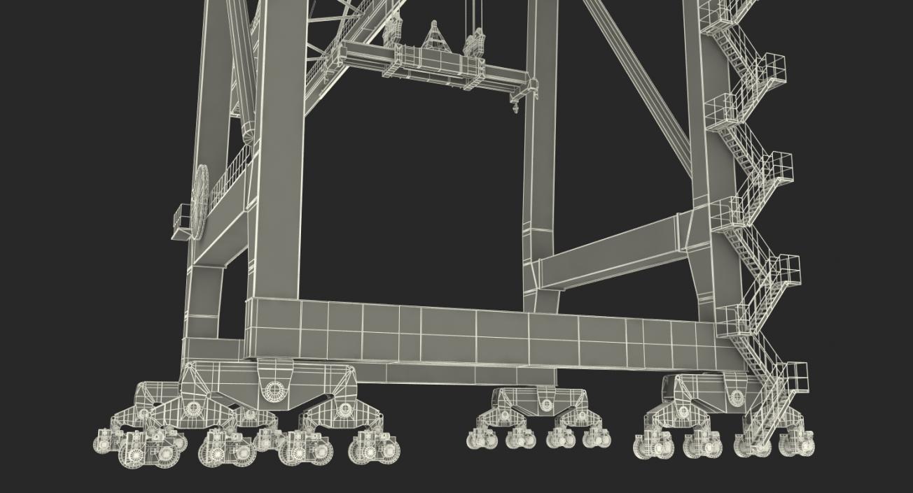 3D Quayside Container Crane Rigged