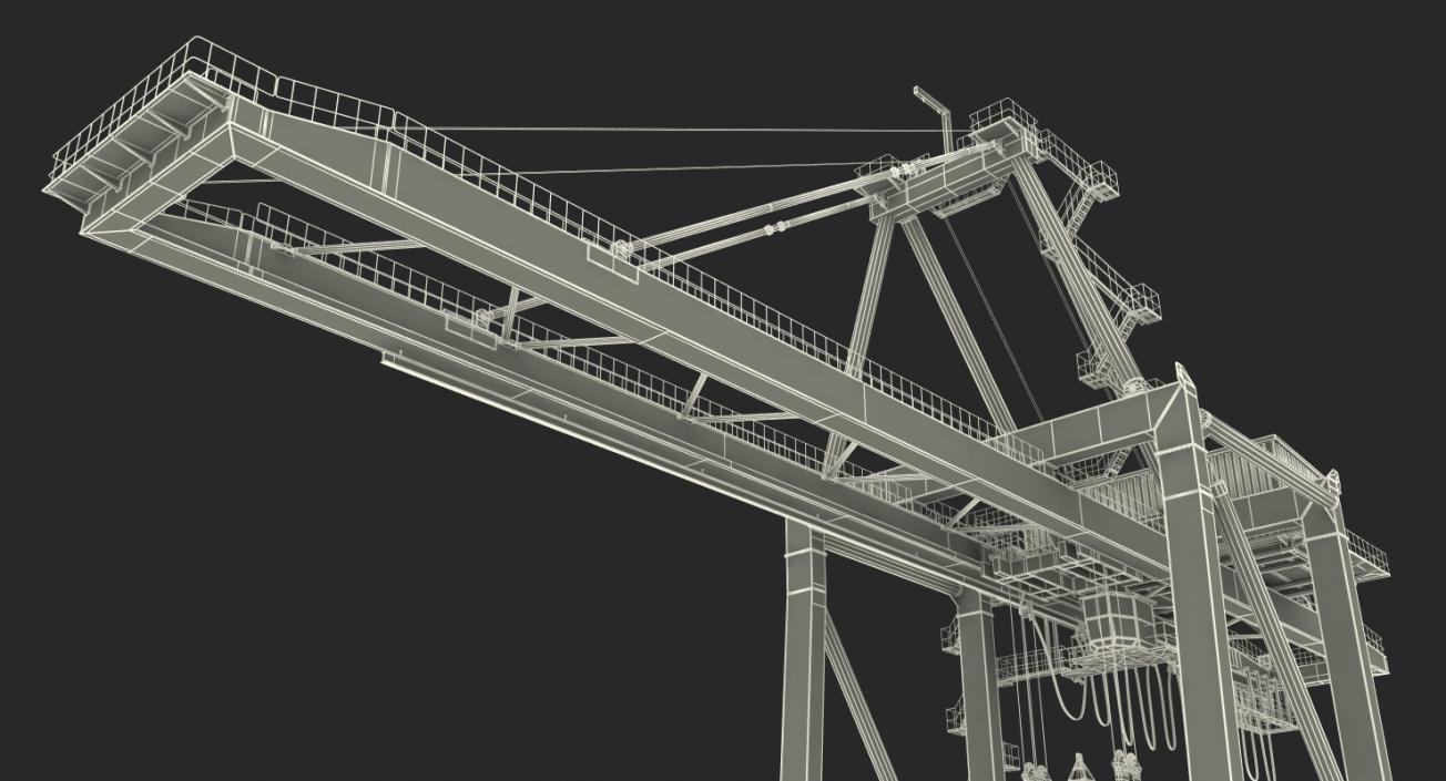 3D Quayside Container Crane Rigged