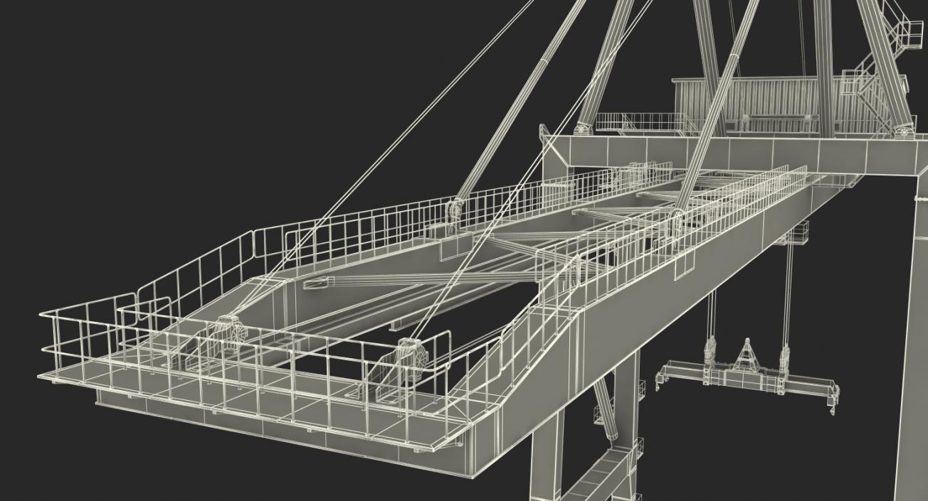 3D Quayside Container Crane Rigged