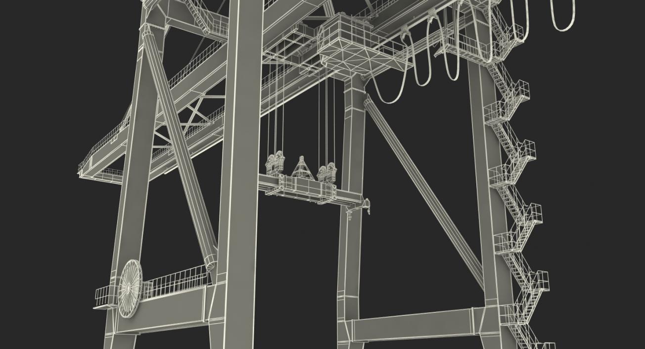 3D Quayside Container Crane Rigged