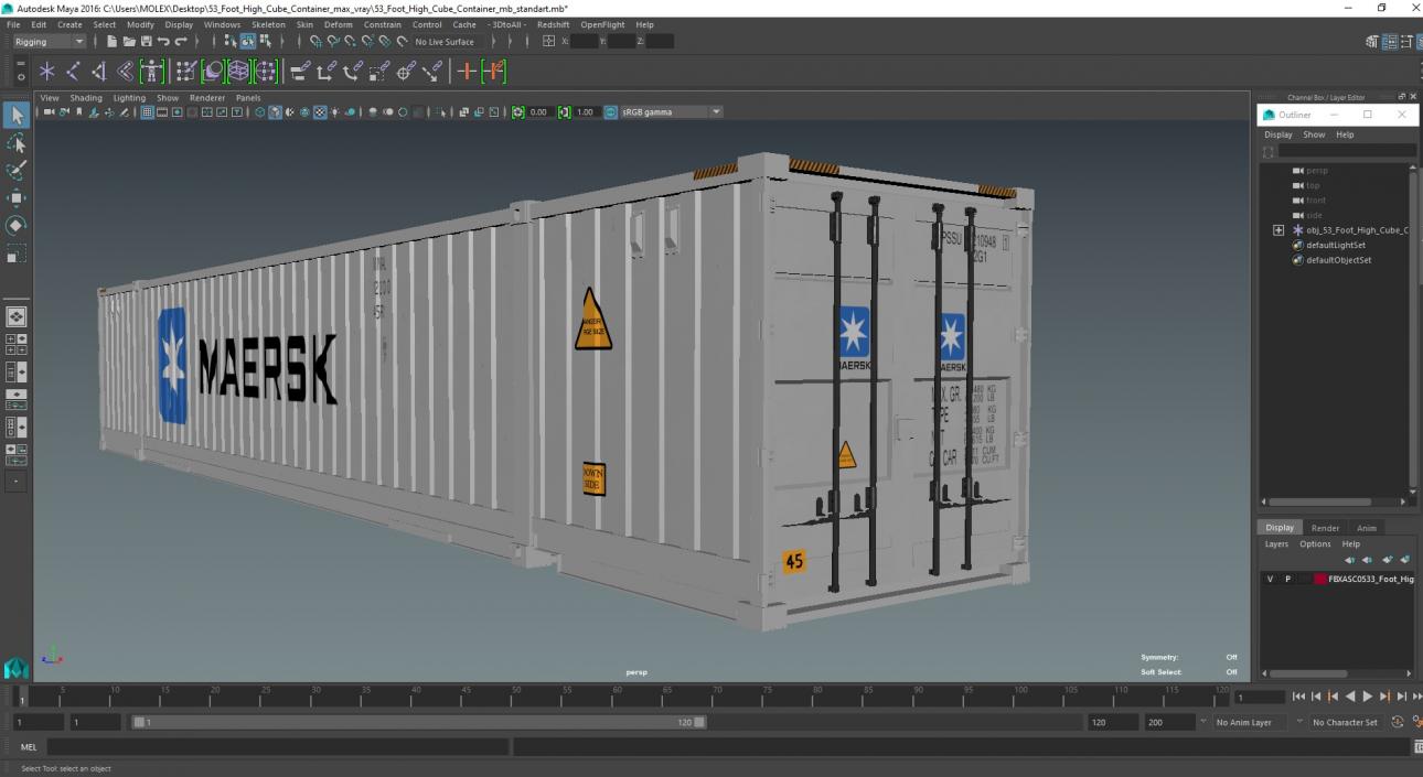 53 Foot High Cube Container 3D