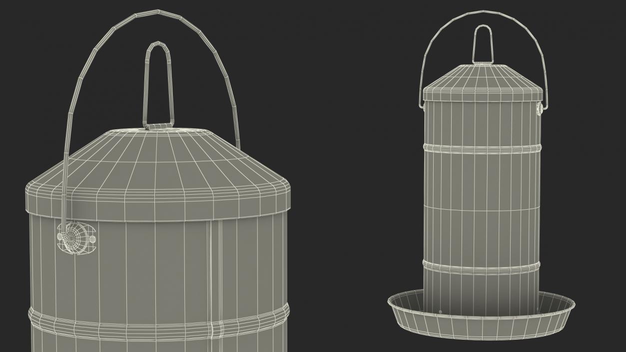 3D Poultry Feeder with Chickens model