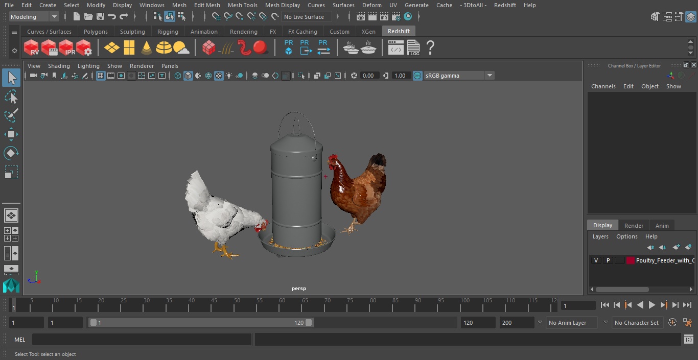 3D Poultry Feeder with Chickens model