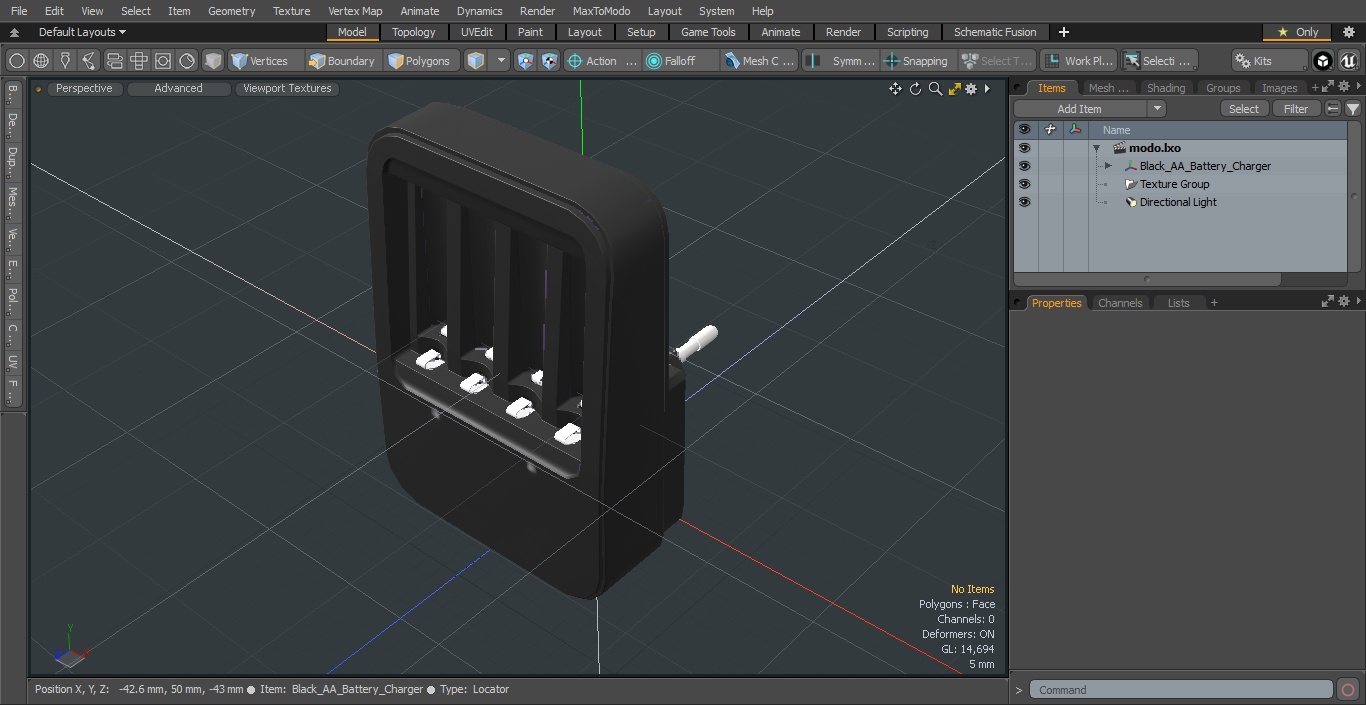 Black AA and AAA Battery Charger 3D