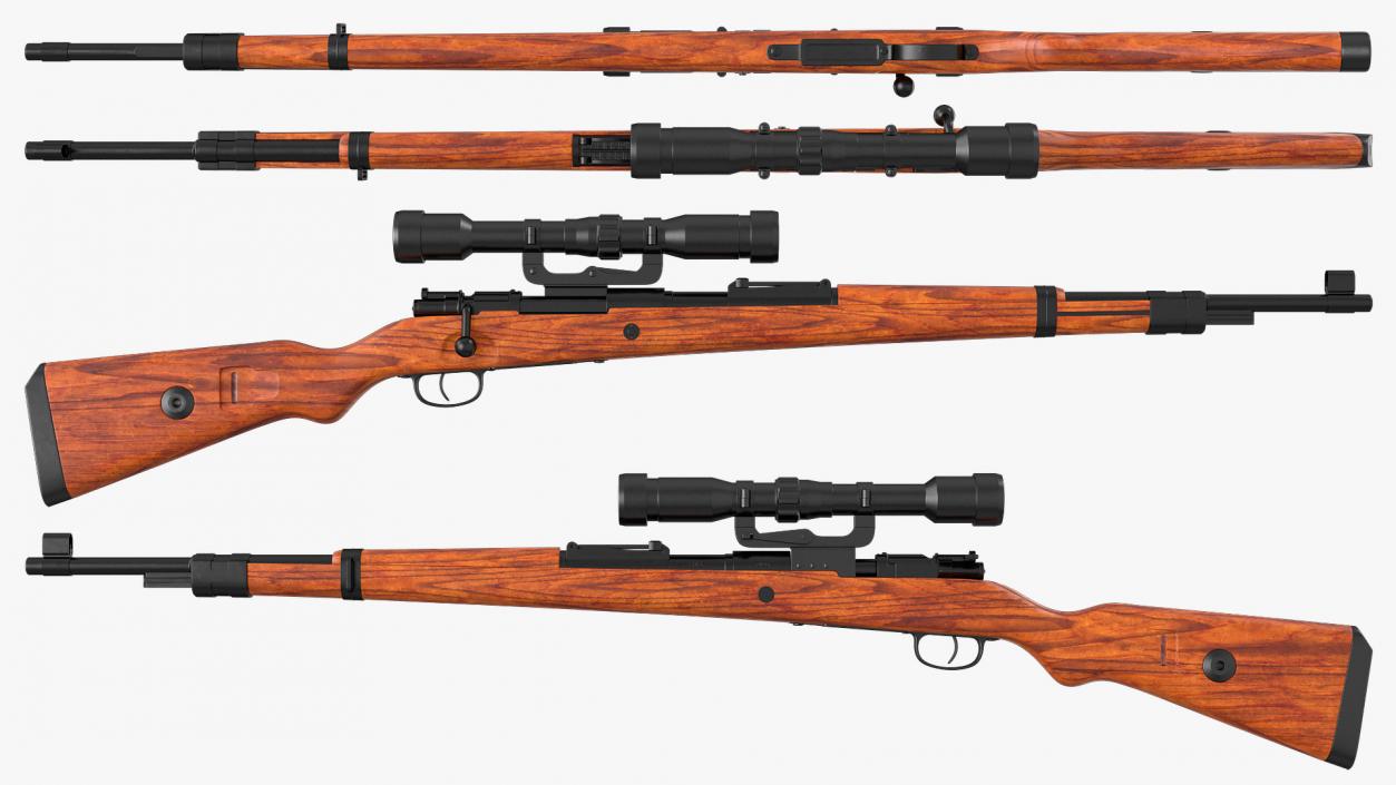 Mauser Kar98k Bolt Action Rifle with Scope 3D