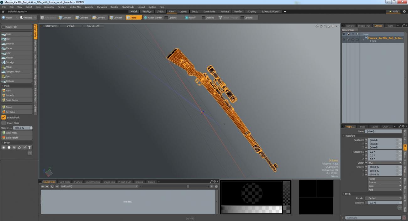 Mauser Kar98k Bolt Action Rifle with Scope 3D