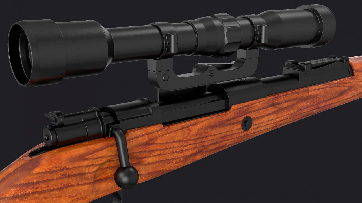 Mauser Kar98k Bolt Action Rifle with Scope 3D