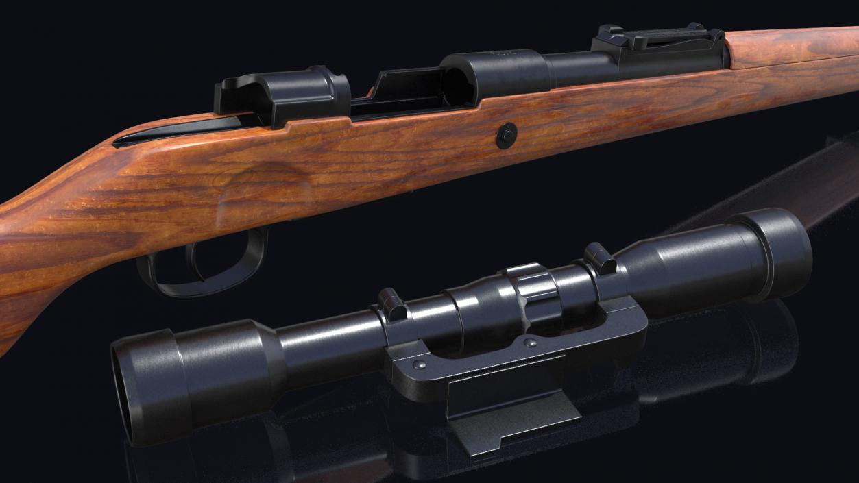 Mauser Kar98k Bolt Action Rifle with Scope 3D