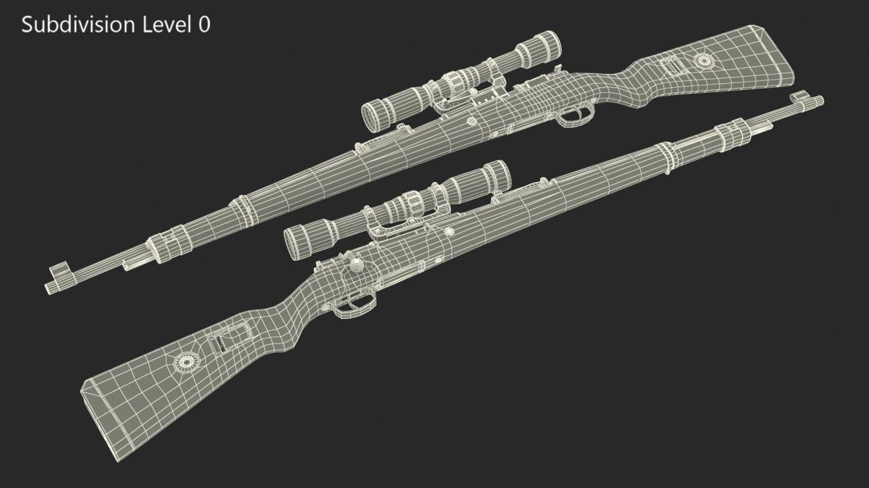 Mauser Kar98k Bolt Action Rifle with Scope 3D