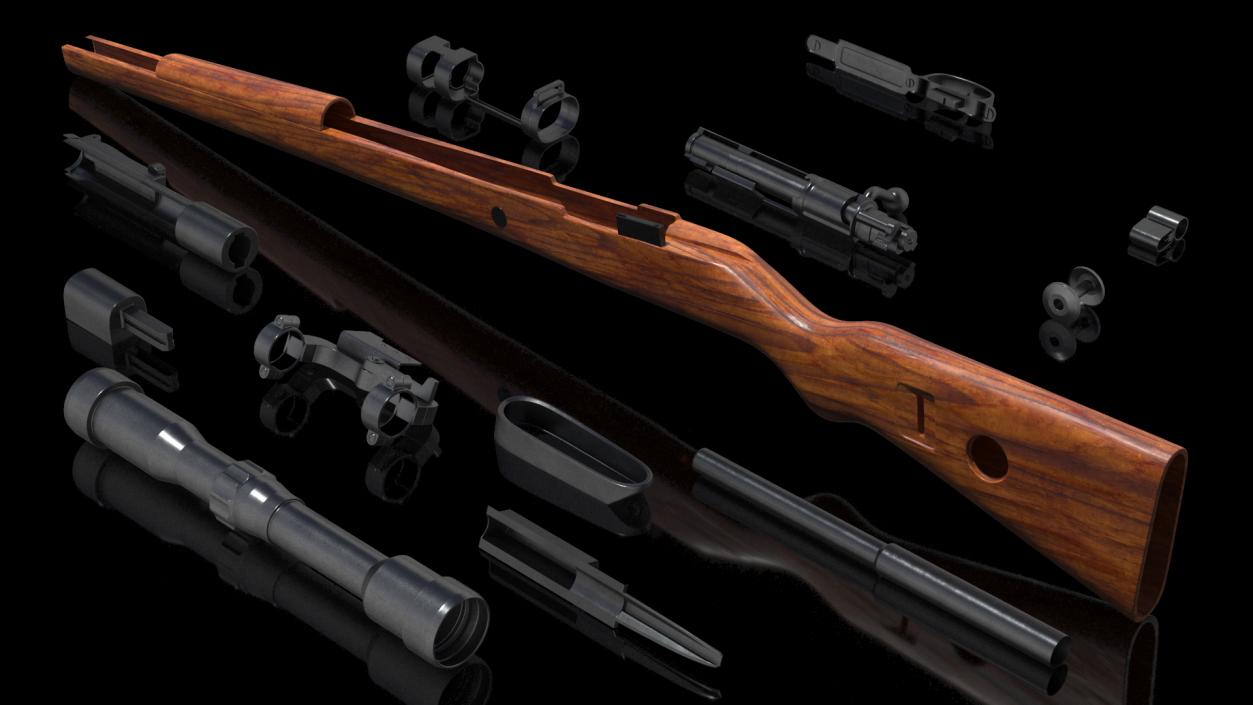 Mauser Kar98k Bolt Action Rifle with Scope 3D